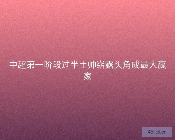 中超第一阶段过半土帅崭露头角成最大赢家